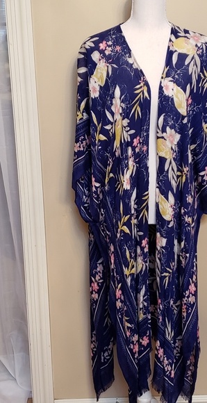 American Eagle Outfitters Other - AEO blue floral maxi length kimono, one size